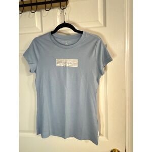 Calvin Klein Jeans Womens T Shirt Small Blue Logo Short Sleeve Tee Top